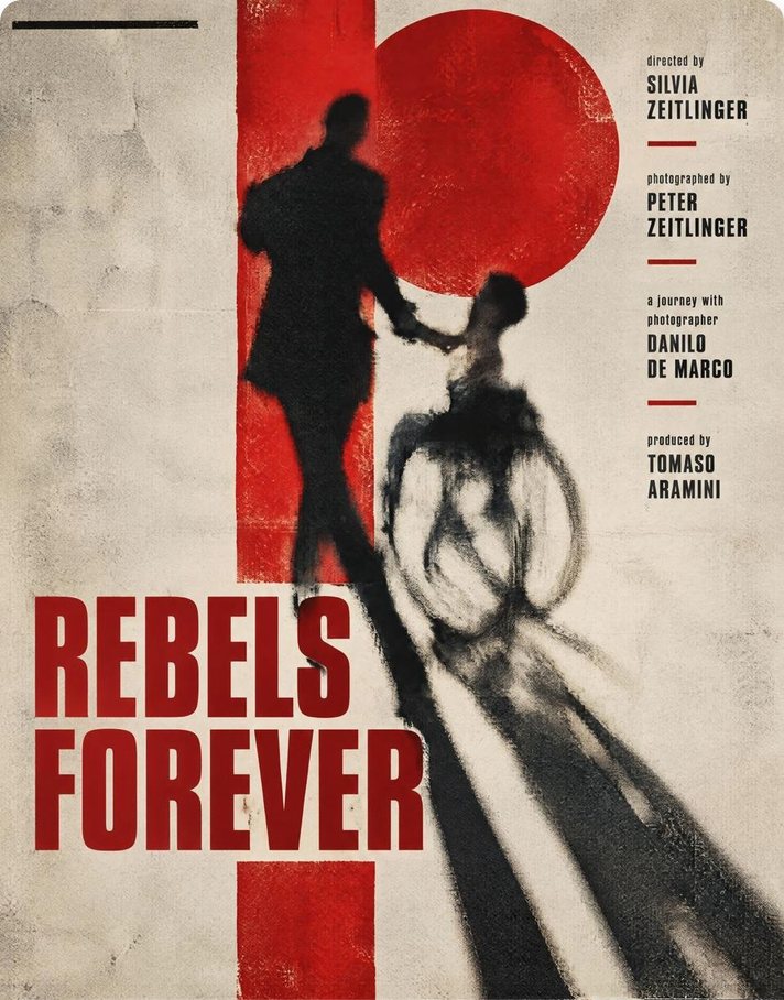 Rebels Forever – film poster: a man and a woman in a wheelchair dancing before a red sun